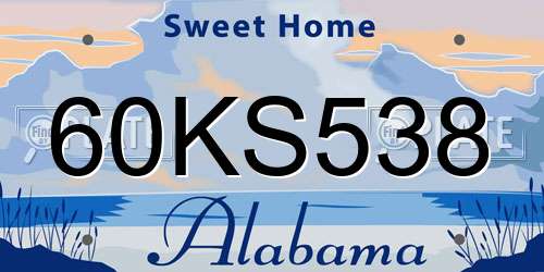 60KS538 Alabama License Plate