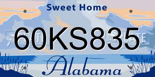 60KS835 Alabama License Plate
