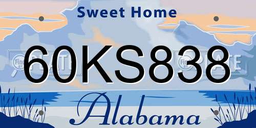 60KS838 Alabama License Plate
