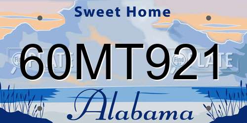 60MT921 Alabama License Plate