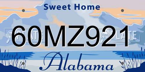 60MZ921 Alabama License Plate