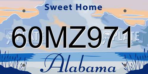 60MZ971 Alabama License Plate