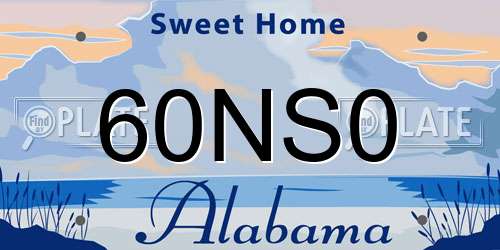 60NS0 Alabama License Plate
