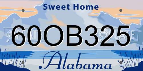 60OB325 Alabama License Plate
