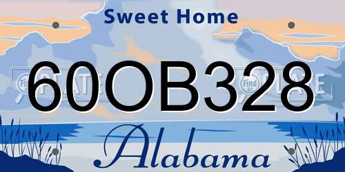 60OB328 Alabama License Plate