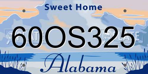 60OS325 Alabama License Plate