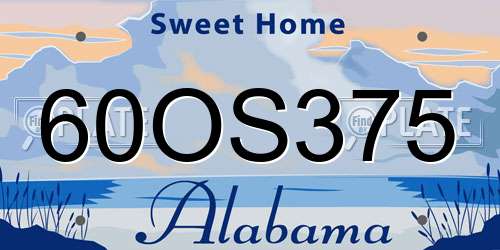 60OS375 Alabama License Plate
