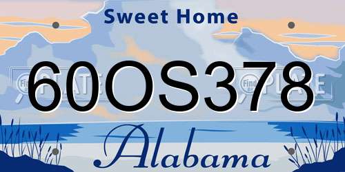 60OS378 Alabama License Plate