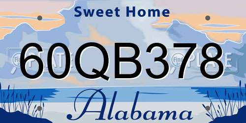 60QB378 Alabama License Plate