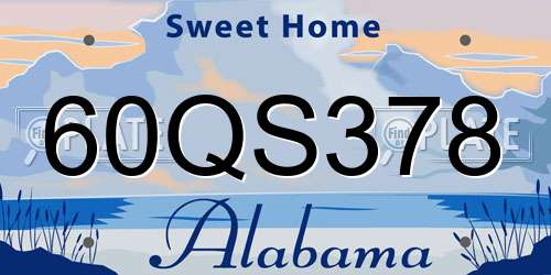 60QS378 Alabama License Plate