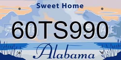 60TS990 Alabama License Plate