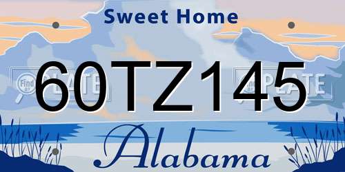 60TZ145 Alabama License Plate