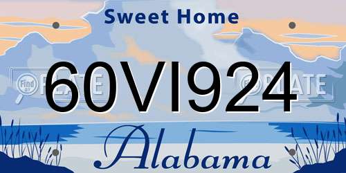60VI924 Alabama License Plate