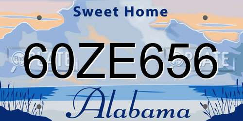 60ZE656 Alabama License Plate