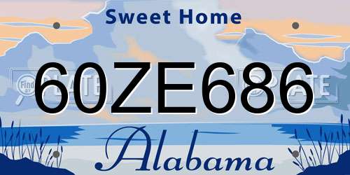60ZE686 Alabama License Plate