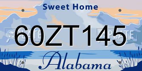 60ZT145 Alabama License Plate