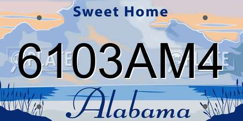 6103AM4 Alabama License Plate