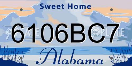 6106BC7 Alabama License Plate