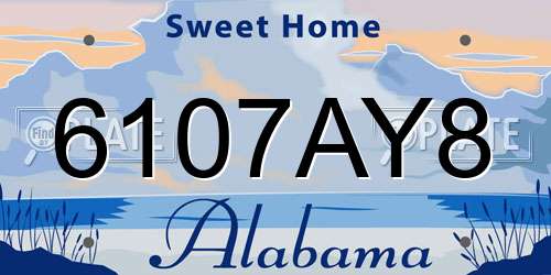 6107AY8 Alabama License Plate