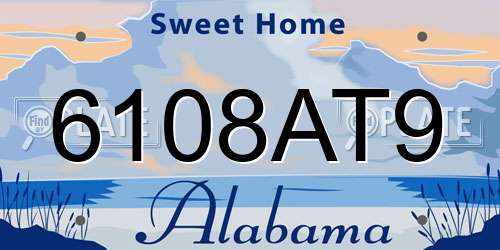 6108AT9 Alabama License Plate