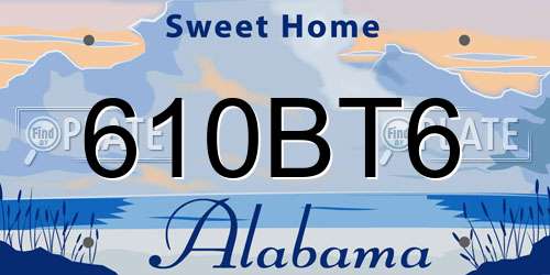 610BT6 Alabama License Plate