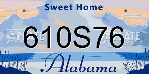 610S76 Alabama License Plate