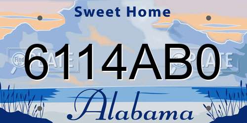 6114AB0 Alabama License Plate
