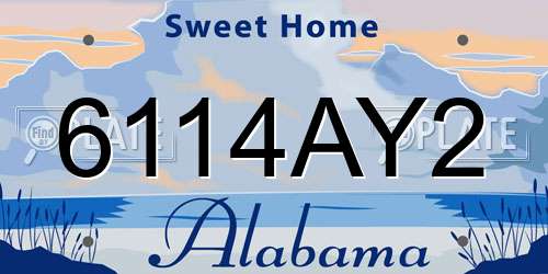 6114AY2 Alabama License Plate
