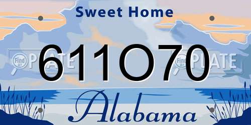 611O70 Alabama License Plate