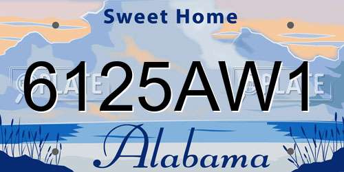 6125AW1 Alabama License Plate