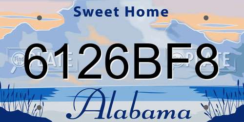6126BF8 Alabama License Plate