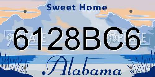 6128BC6 Alabama License Plate