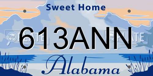 613ANN Alabama License Plate