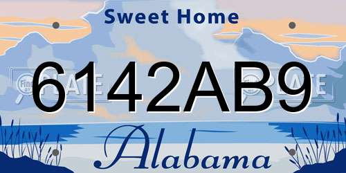 6142AB9 Alabama License Plate