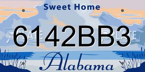 6142BB3 Alabama License Plate