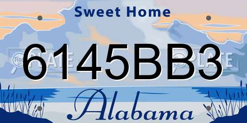6145BB3 Alabama License Plate