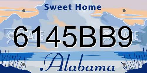 6145BB9 Alabama License Plate