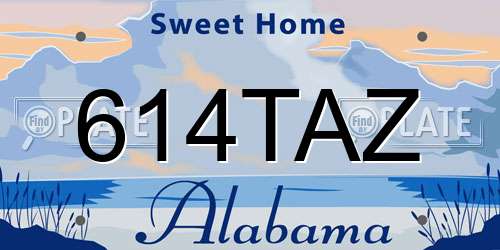 614TAZ Alabama License Plate