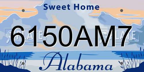 6150AM7 Alabama License Plate
