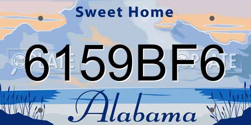 6159BF6 Alabama License Plate