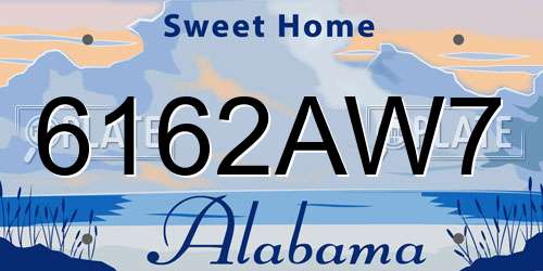 6162AW7 Alabama License Plate