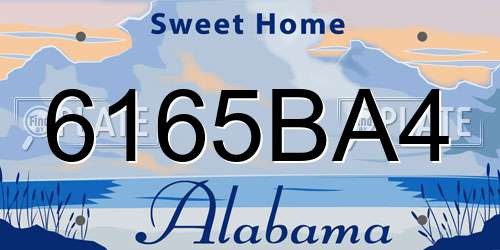 6165BA4 Alabama License Plate