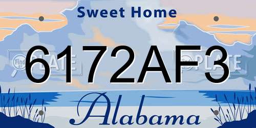 6172AF3 Alabama License Plate