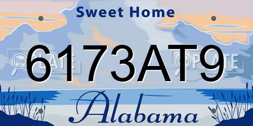 6173AT9 Alabama License Plate