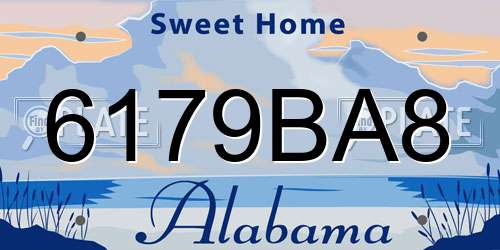 6179BA8 Alabama License Plate