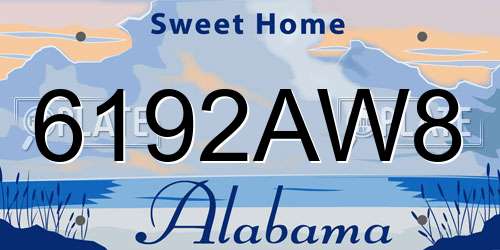 6192AW8 Alabama License Plate