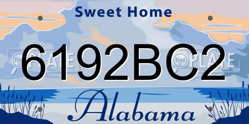 6192BC2 Alabama License Plate