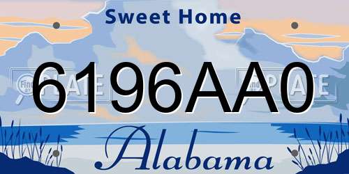 6196AA0 Alabama License Plate