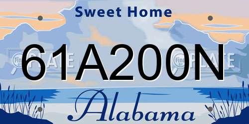 61A200N Alabama License Plate