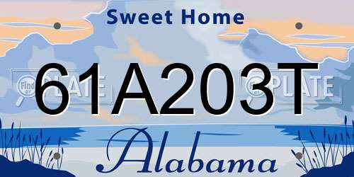 61A203T Alabama License Plate